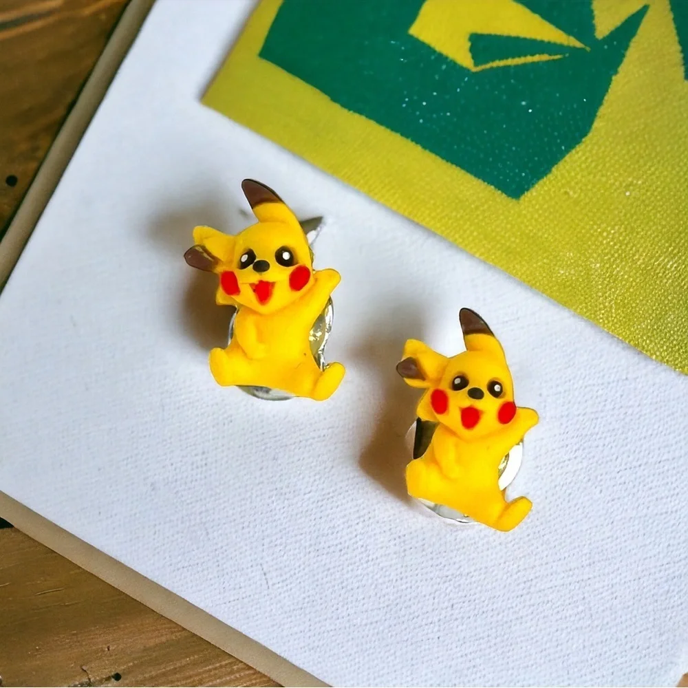 Brand New Polymer Clay Pokémon Clip-on Earrings - Adorable Accessory! Pikachu